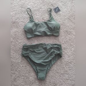 NWT Zaful 2 Piece High Waisted Army Green Bikini Set Sz. XL
